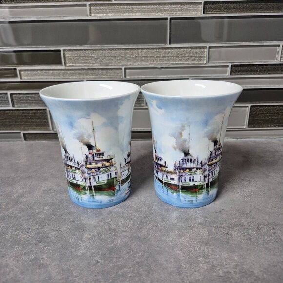 McIntosh Ray Davidson "Meeting on Lake Muskoka" Fine Bone China Coffee Tea Mugs - Picture 4 of 6